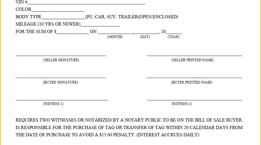 Kentucky Bill of Sale Form Template